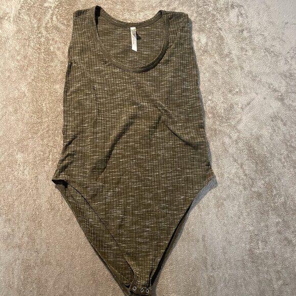 Intimately Free People Bodysuit Women Size Large Secret Sides Deep Cut Brown - Picture 1 of 8